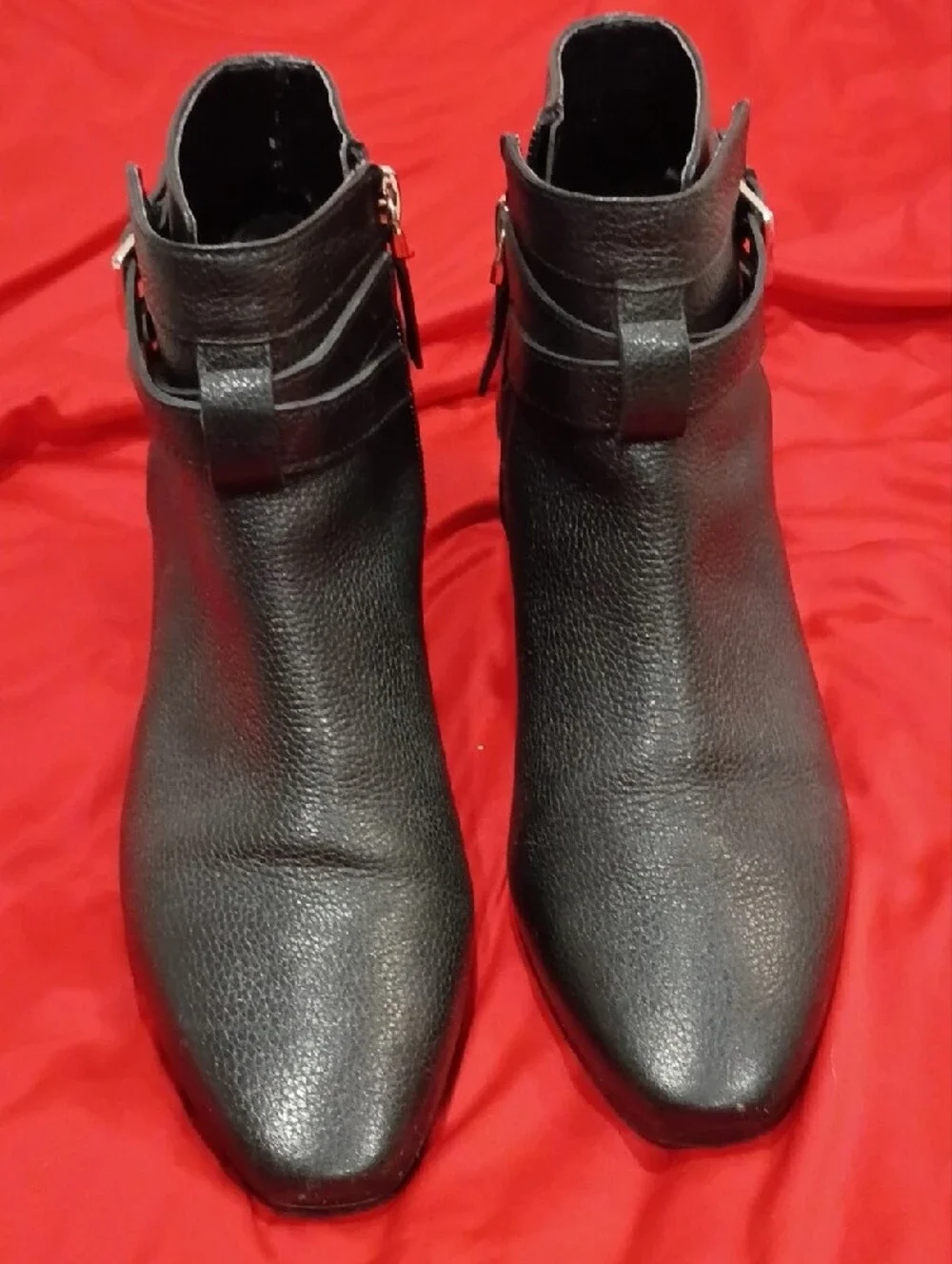 Talbots Black Pointed Ankle Booties with Buckle Strap